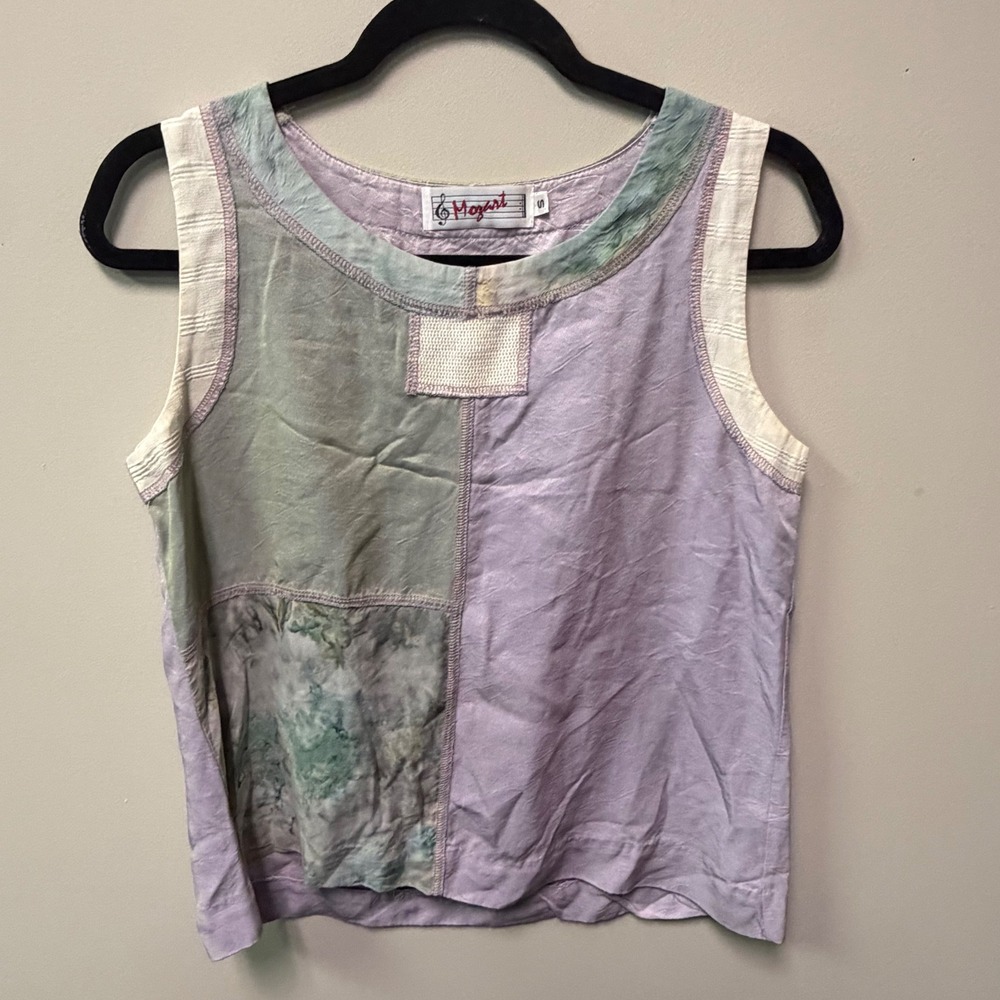Mozart Small Fairy Grunge Whimsigoth Patchwork Hippy Boho Tie Dye Tank Top